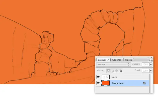 Aplat orange sur le background de l'image