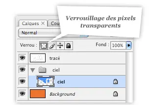 Verrouillage des pixels transparents d'un calque