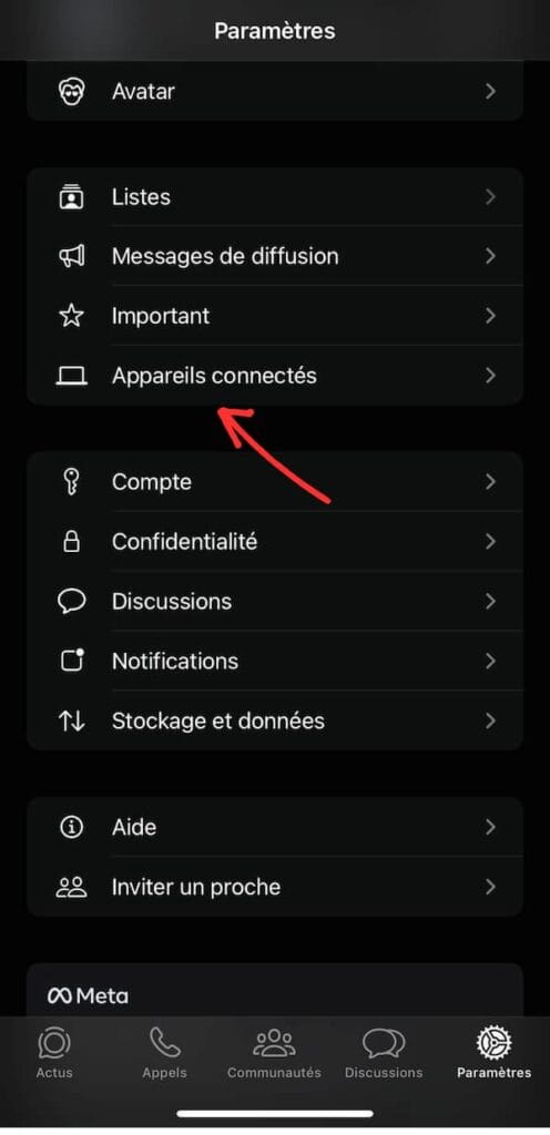 Connexion d'un appareils Apple sur whatsApp web