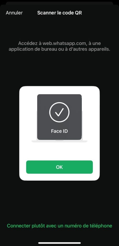 Validation avant utilisation de l'appareil photo pour le QR code